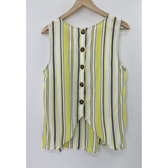 NWT MINE‎ For Stitch Fix Syden Button Back Striped Beachy Tank Top Blouse L - Picture 1 of 11
